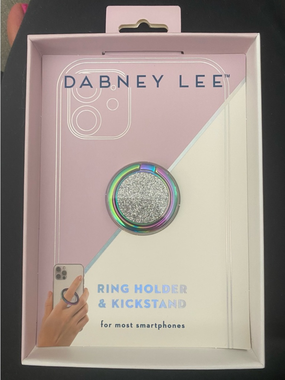 Dabney Lee Glitter Phone Ring Holder & Kickstand Rainbow Silver